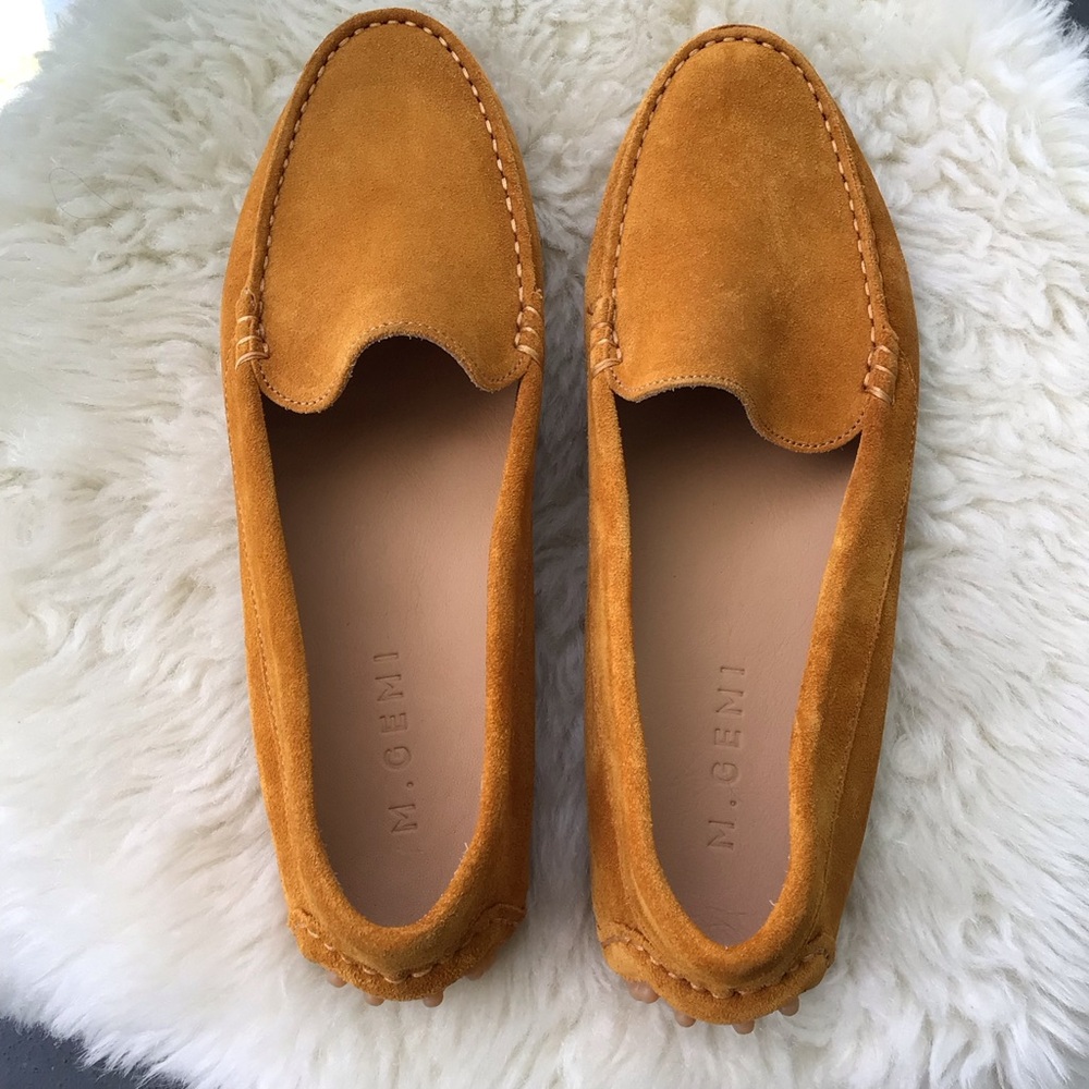 M. Gemi The Felize Women’s Suede Moccasin Flats Driving Loafers in Mustard
